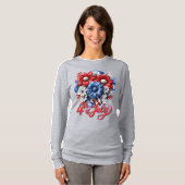 7月4日の花in紅白と青の愛国心 tシャツ (正面フル)