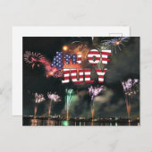 7月4日の華やかな花火 ポストカード (正面/裏面)