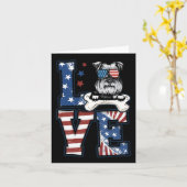 7月4日の装飾に最適な愛国的なシュナウザー犬のアメリカ カード (黄色い花)