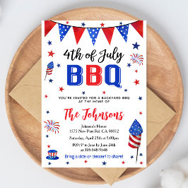 7月4日の裏庭BBQ招待状 招待状