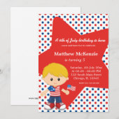 7月4日の誕生日の少年 招待状 (正面/裏面)