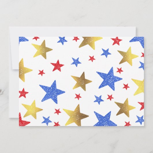 7月4日の誕生日の招待状の7月4日のパーティー 招待状 (裏面)