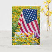 7月4日の誕生日の旗の黄色いデイジー カード (黄色い花)