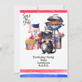 7月4日の誕生日パーティの招待状アメリカテーマ 招待状 (正面)