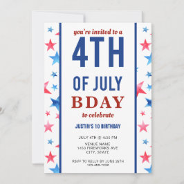 7月4日の誕生日パーティー愛国的スターズアメリカ 招待状