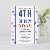 7月4日の誕生日パーティー愛国的スターズアメリカ 招待状 (スタンド正面)