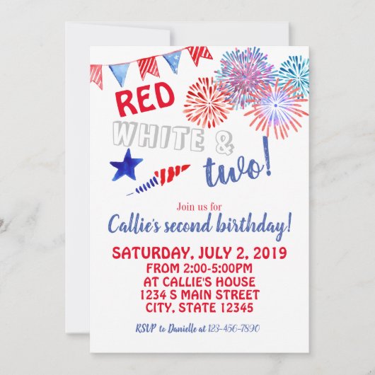 7月4日の誕生日 招待状 (正面)