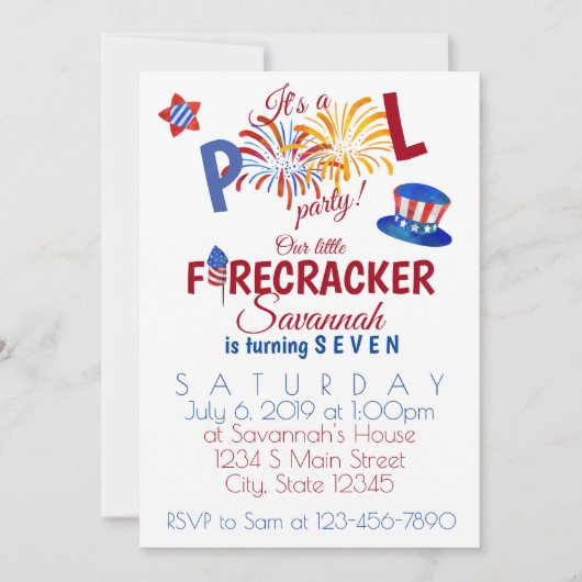 7月4日の誕生日 招待状 (正面)