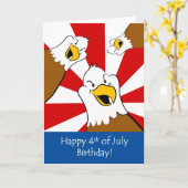 7月4日の誕生祝いの挨拶状 カード (黄色い花)