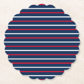 7月4日の赤い白い海軍の青い愛国心のストライプ ペーパーコースター (正面)
