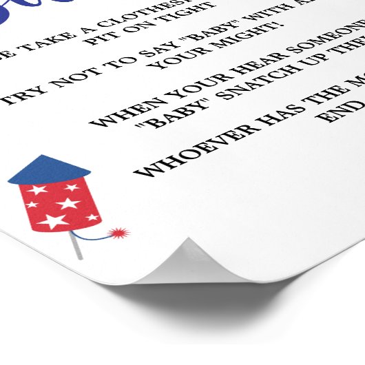 7月4日の赤ちゃんシャワーベビーゲームとは言わない ポスター (角)