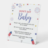 7月4日の赤ちゃんシャワーベビーゲームとは言わない 台座サイン (正面)