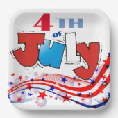 7月4日の赤と青の渦巻き ペーパープレート (正面)