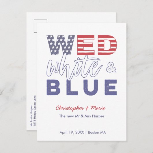 7月4日の赤白と青の結婚展開 案内ポストカード (正面/裏面)