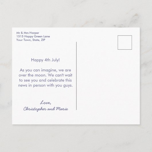 7月4日の赤白と青の結婚展開 案内ポストカード (裏面)