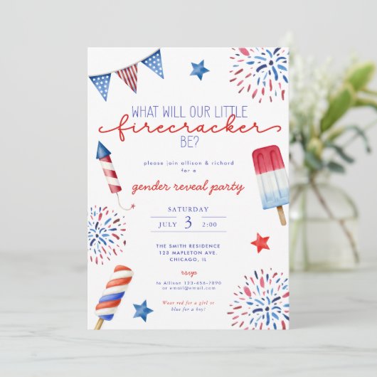 7月4日の赤白青ジェンダーが爆竹を明かす 招待状 (スタンド正面)