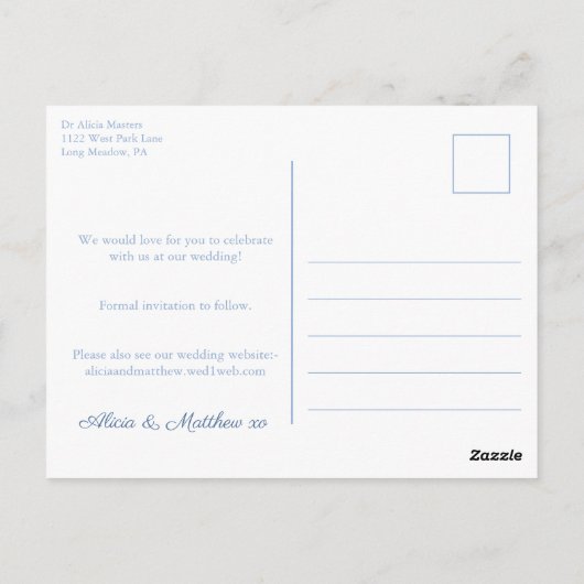 7月4日の赤白青結婚式の日付を保存 ポストカード (裏面)