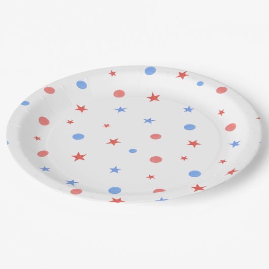 7月4日の赤青と白のパーティー紙プレート ペーパープレート (アングル)