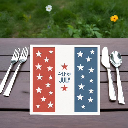 7月4日の赤、白、青（星） スタンダードカクテルナプキン