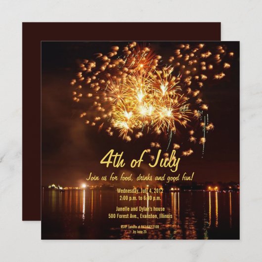 7月4日の金花火大会 招待状 (正面/裏面)