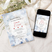 7月4日の青い着色カーネーション結婚の花 招待状