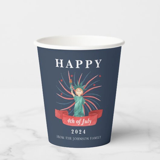 7月4日の青い自由の女神 紙コップ (正面)