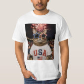 7月4日の面白いバイラル・ミームのトラ猫Tシャツ Tシャツ (正面)