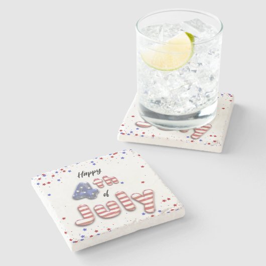7月4日の風船のスターストライプズ – Stone Coaster ストーンコースター (横)