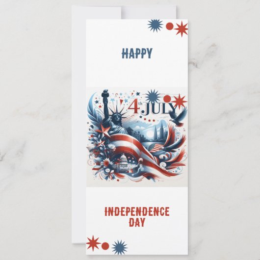 7月4日の食べ物の花火大会クックアウトパーティーレッドブルー 招待状 (裏面)