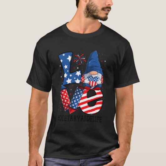 7月4日の食事の側近の愛の格言アメリカ愛国心 Tシャツ (正面)
