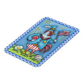 7月4日の鶏の愛国おもしろい鶏 マグネット (左側)