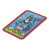 7月4日の鶏の愛国おもしろい鶏 マグネット (左側)