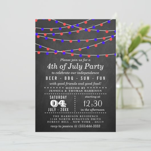 7月4日の黒板のパーティー 招待状 (スタンド正面)