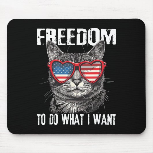 7月4日のCat Patriotiで自由に行動する マウスパッド (正面)