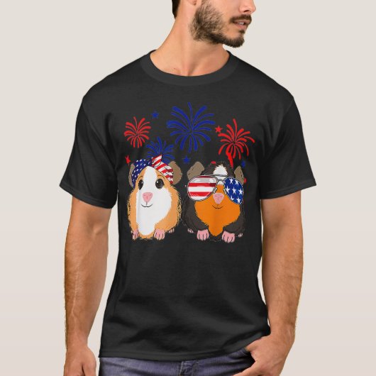 7月4日のHappy Independence Day July Guinea Pig Love Tシャツ (正面)