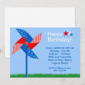 7月4日のPinwheel誕生日パーティーの招待 招待状 (正面/裏面)