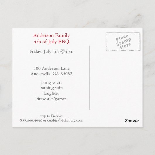 7月4日はがき ポストカード (裏面)