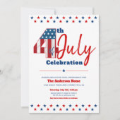 7月4日はっきりした木モダン米素朴州旗 招待状 (正面)