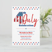 7月4日はっきりした木モダン米素朴州旗 招待状 (スタンド正面)