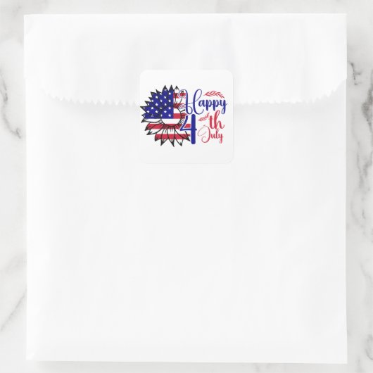 7月4日ひまわり スクエアシール (バッグ)