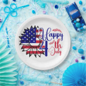 7月4日ひまわり ペーパープレート (パーティー)