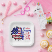 7月4日ひまわり ペーパープレート (パーティー)