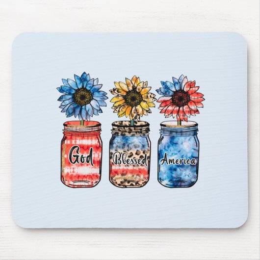 7月4日ひまわり |神のアメリ賛美ア マウスパッド (正面)