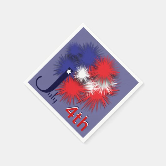 7月4日ふわふわ国旗 スタンダードカクテルナプキン (角)