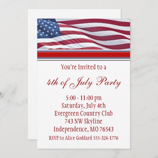 7月4日またはキャンペーンパーティの招待状 招待状 (正面/裏面)