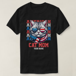 7月4日めがね猫ママパーソナライズされた Tシャツ