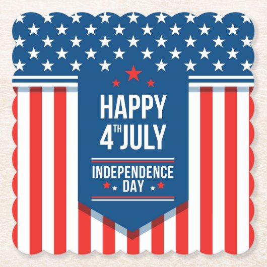 7月4日めでたい星とストライプ ペーパーコースター (正面)
