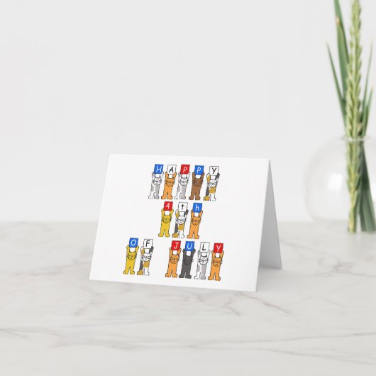 7月4日めでたい猫たち カード (正面)