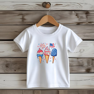 7月4日アイスクリームキッズTシャツ トドラーTシャツ