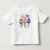7月4日アイスクリームキッズTシャツ トドラーTシャツ (正面)